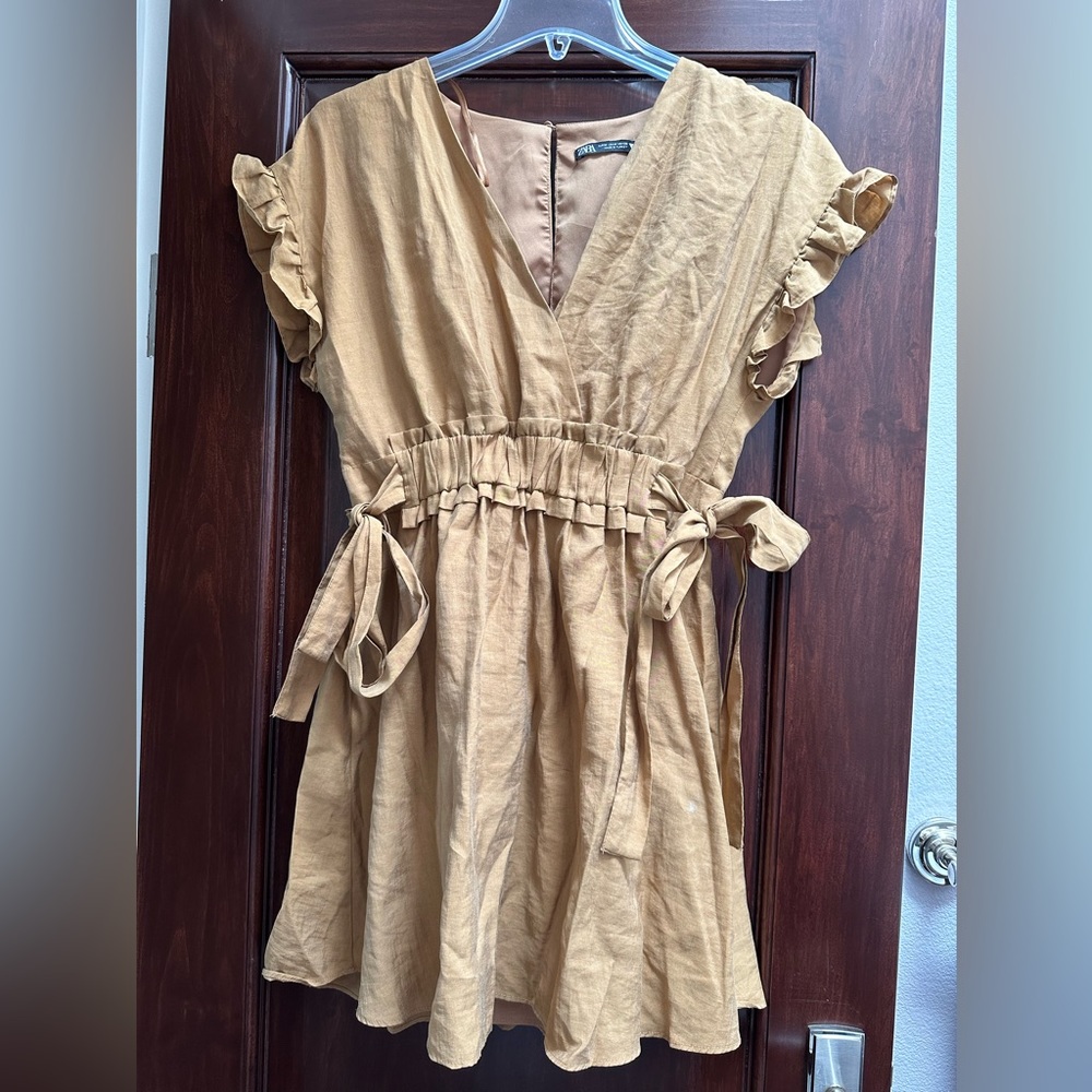 Zara Mustard Yellow Tie Dress